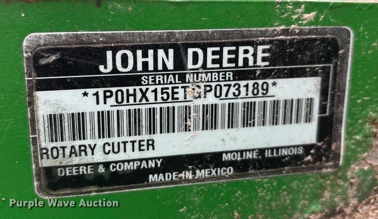 image for item DW7360 2016 John Deere HX15 batwing rotary mower