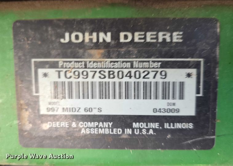 image for item DZ3716 2009 John Deere 997 Z-Trak ZTR lawn mower