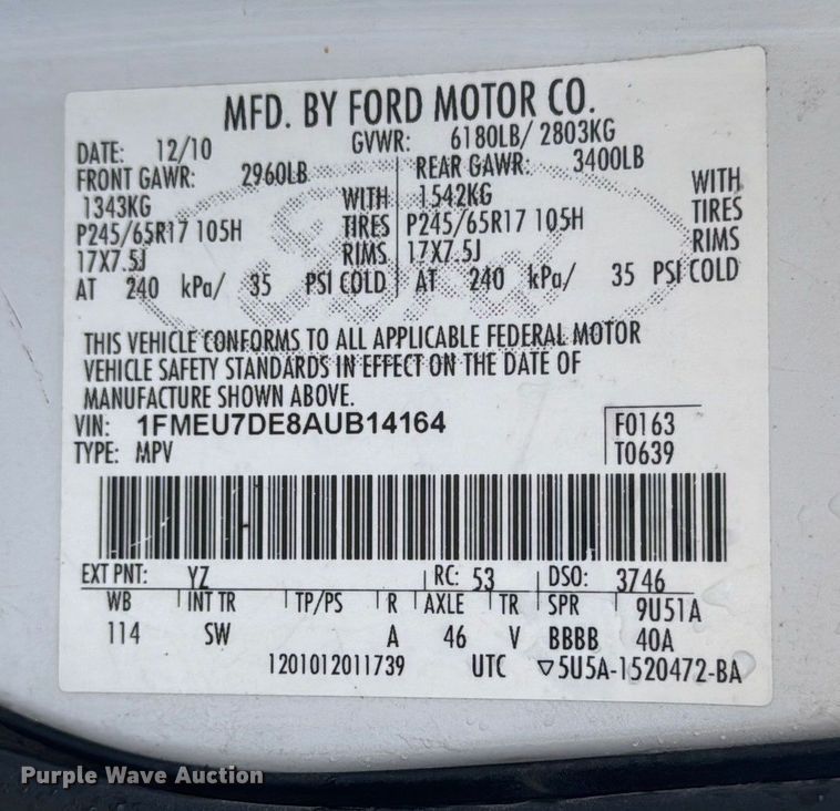 image for item EA2208 2010 Ford Explorer SUV