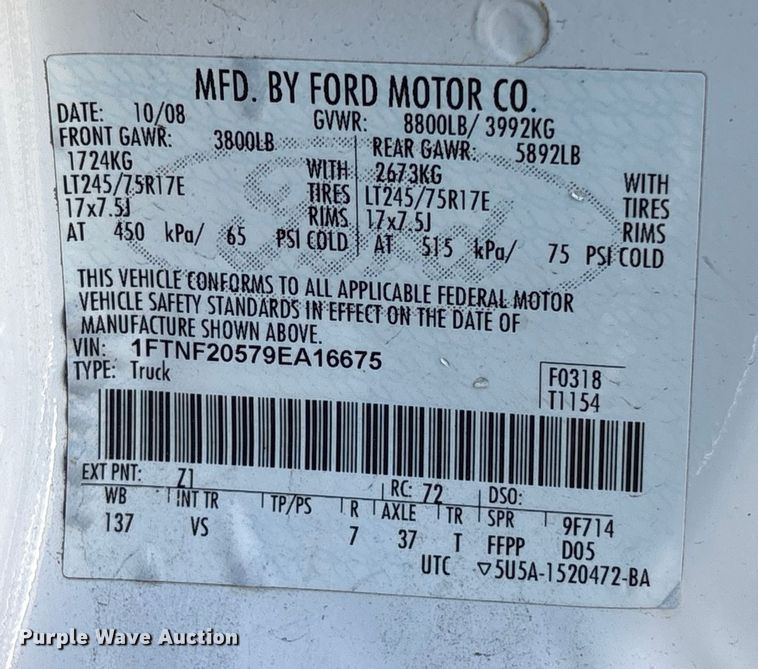 image for item EC8072 2009 Ford F250 Super Duty dump bed pickup truck