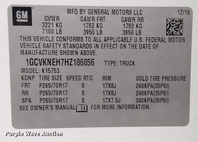 image for item EE5085 2017 Chevrolet Silverado 1500 Ext. Cab pickup truck