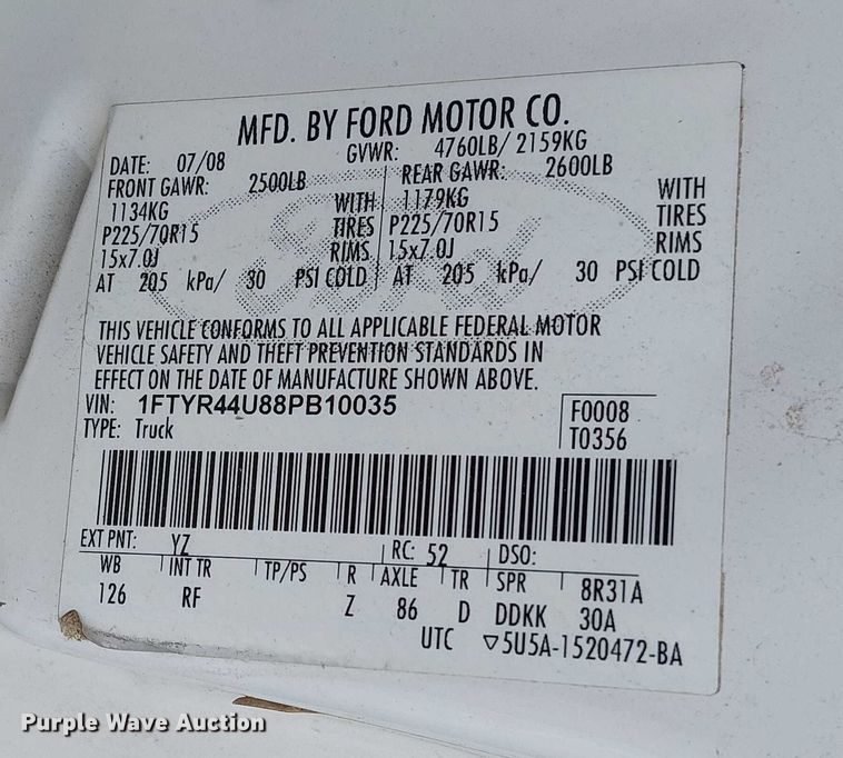 image for item EG8776 2008 Ford Ranger XLT SuperCab pickup truck