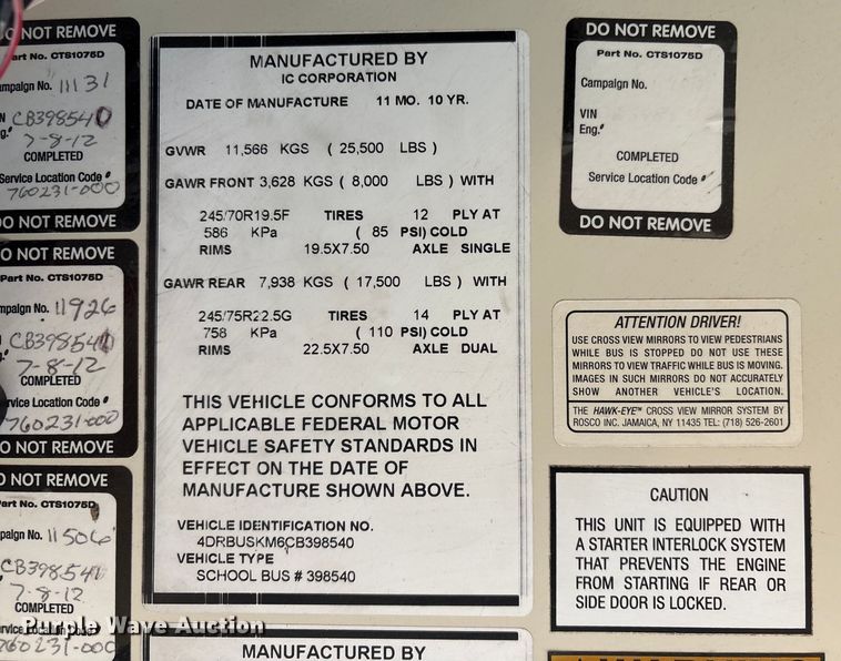 image for item EI5676 2012 IC PB105 school bus
