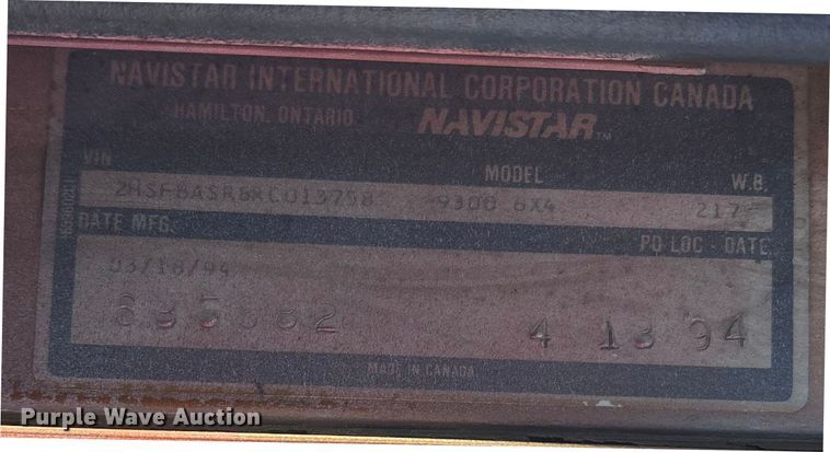 image for item EJ7571 1994 International 9300 tanker fire truck