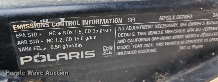 image for item EO4889 2021 Polaris Ranger 570 utility vehicle