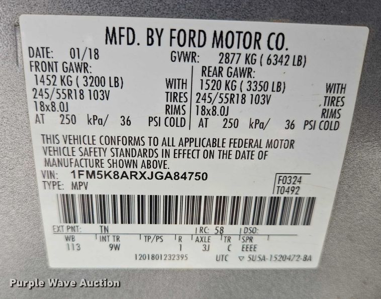 image for item ES2631 2018 Ford Explorer Police Interceptor SUV