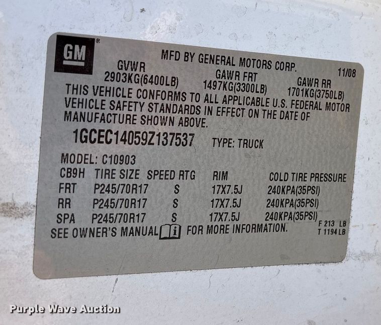 image for item ES5564 2009 Chevrolet Silverado 1500 utility bed pickup truck