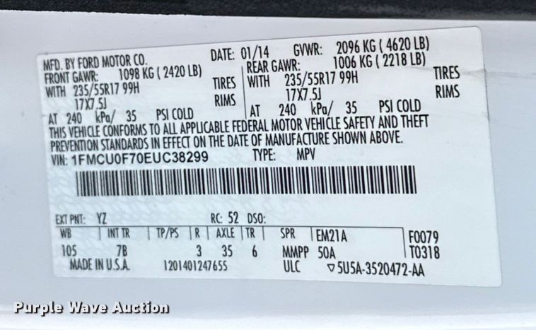 image for item ES5567 2014 Ford Escape SUV