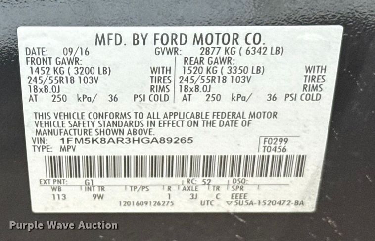 image for item ES5571 2017 Ford Explorer Police Interceptor SUV