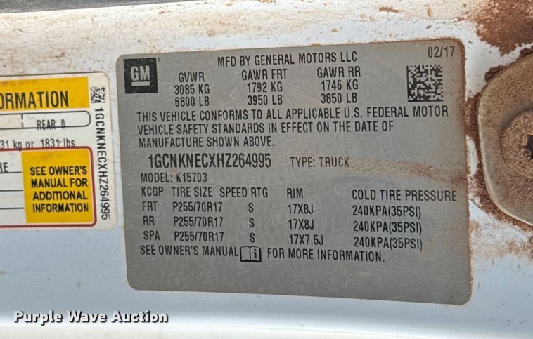 image for item ES5612 2017 Chevrolet Silverado 1500 pickup truck