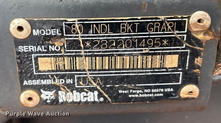 image for item ET1036 Bobcat 80 INDL BKT GRAPL skid steer bucket