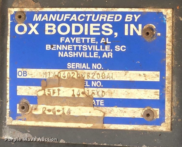 image for item ET1057 Ox Bodies 15' 14-15YD dump bed