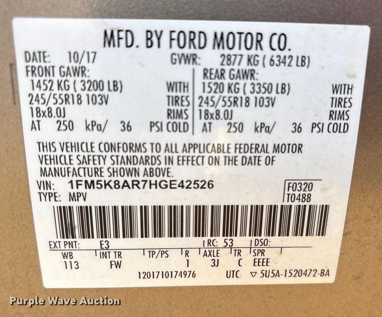 image for item ET1064 2017 Ford Explorer Police Interceptor SUV