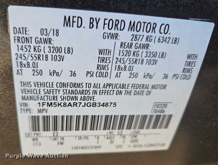 image for item ET1066 2018 Ford Explorer SUV