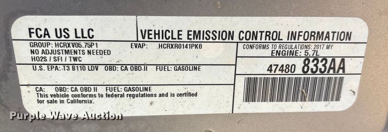 image for item ET1073 2017 Dodge Charger Police 