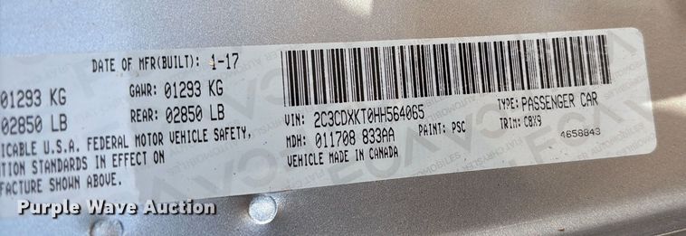 image for item ET1073 2017 Dodge Charger Police 