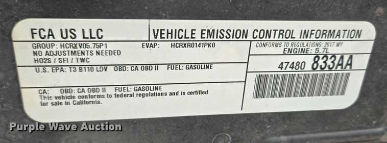 image for item ET1081 2017 Dodge Charger Police 