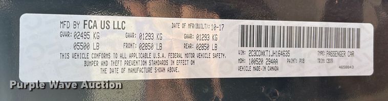 image for item ET1082 2018 Dodge Charger Police 