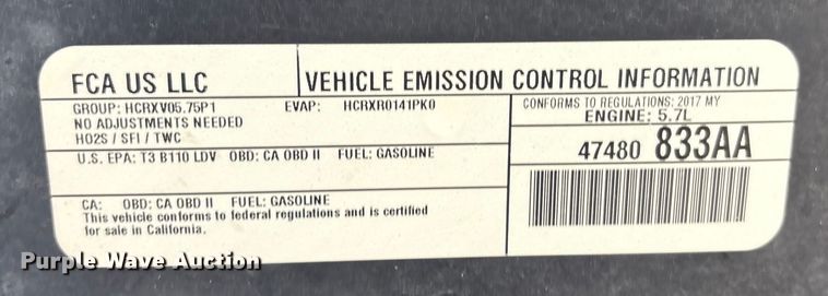 image for item ET1087 2017 Dodge Charger Police 