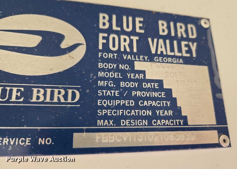 image for item ET1098 2015 Blue Bird Bb Conventional school bus