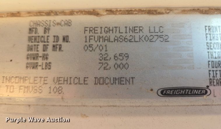 image for item ET1142 2002 Freightliner FLD Classic semi truck cab