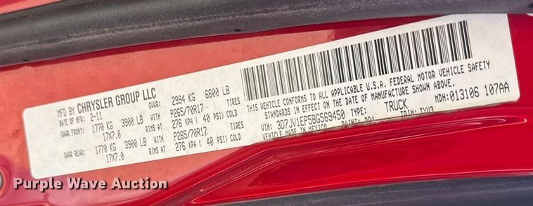 image for item ET4064 2011 Dodge Ram 1500 pickup truck