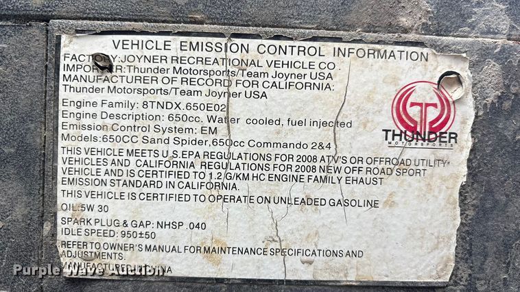 image for item ET4077 2008 Joyner JNSZ650UV utility vehicle