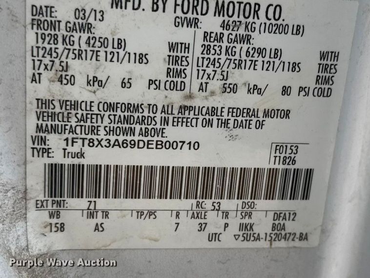 image for item ET4090 2013 Ford F350 Super Duty Ext. Cab utility bed pickup truck