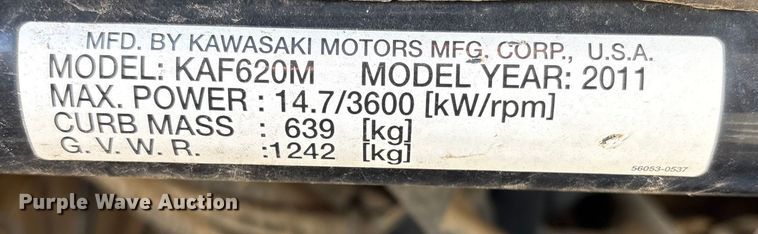 image for item ET4096 2011 Kawasaki Mule utility vehicle