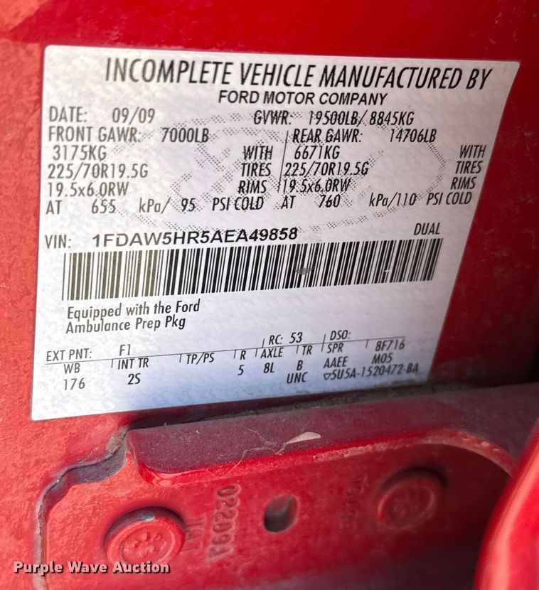 image for item ET4107 2010 Ford F550 crew cab pumper fire truck