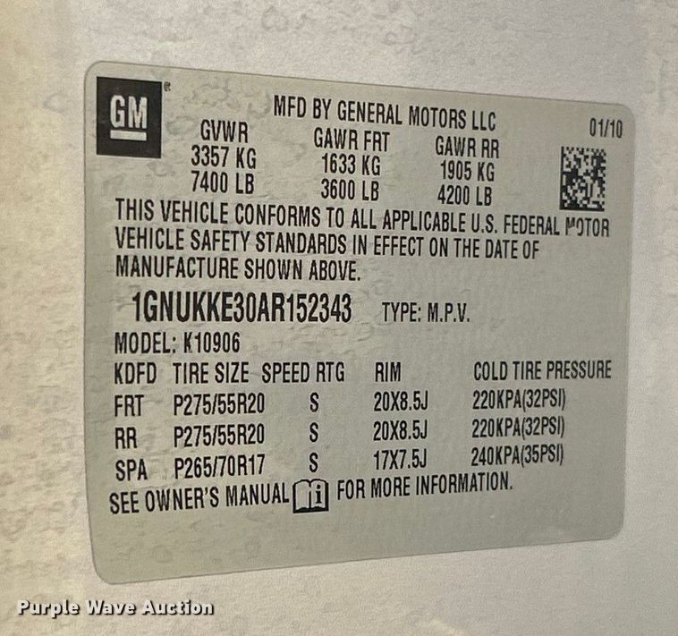 image for item ET6791 2010 Chevrolet Suburban LTZ SUV