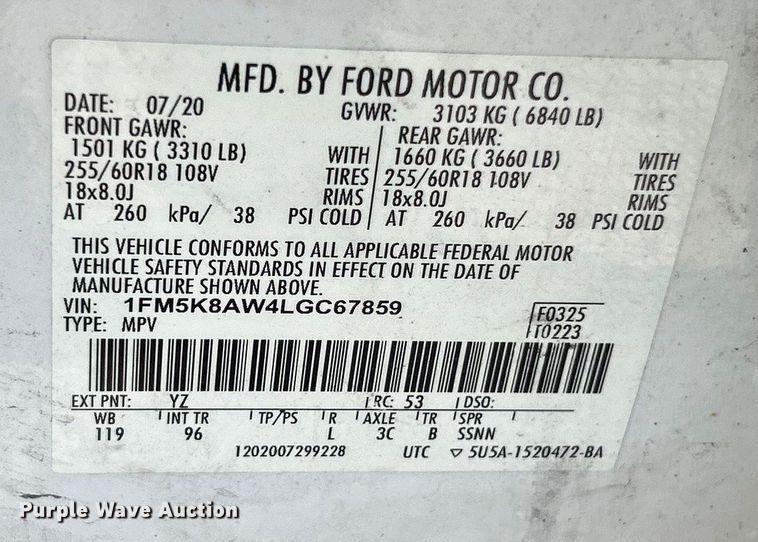 image for item ET6800 2020 Ford Explorer Police Interceptor SUV