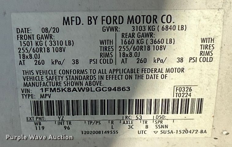 image for item ET6804 2020 Ford Explorer Police Interceptor SUV