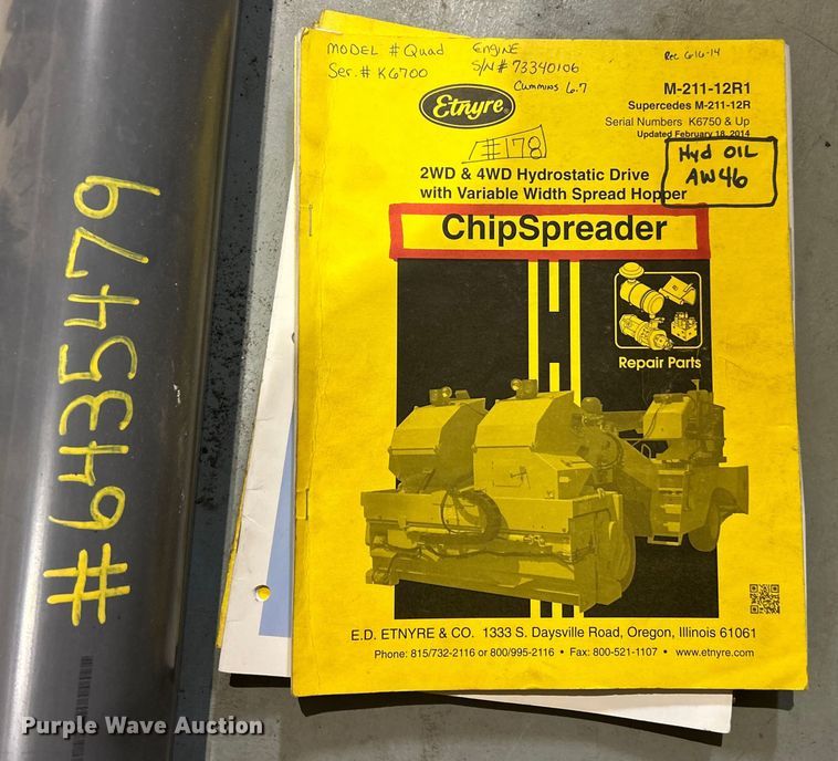 image for item ET6810 2011 Etnyre Quad chip spreader