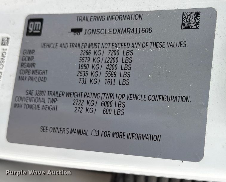 image for item ET7456 2021 Chevrolet Tahoe SUV