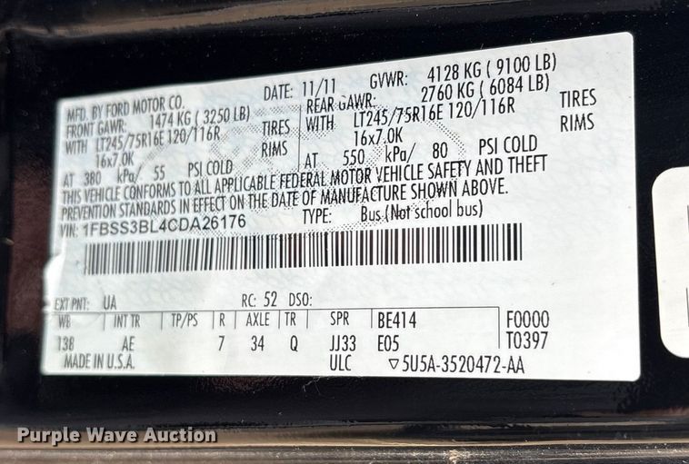 image for item ET7457 2012 Ford E350 van