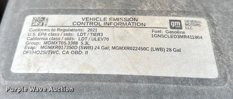 image for item ET7458 2021 Chevrolet Tahoe SUV