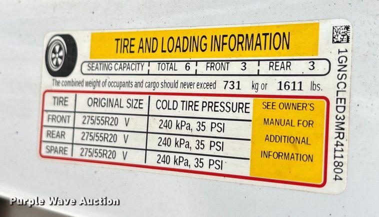image for item ET7458 2021 Chevrolet Tahoe SUV