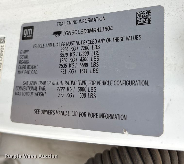 image for item ET7458 2021 Chevrolet Tahoe SUV