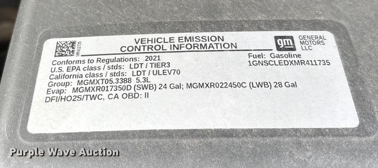 image for item ET7459 2021 Chevrolet Tahoe SUV