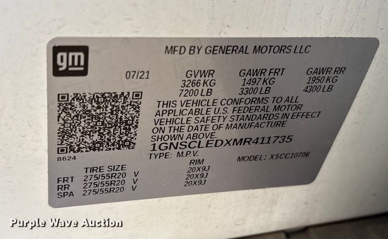 image for item ET7459 2021 Chevrolet Tahoe SUV