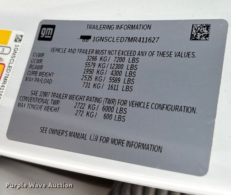 image for item ET7460 2021 Chevrolet Tahoe SUV