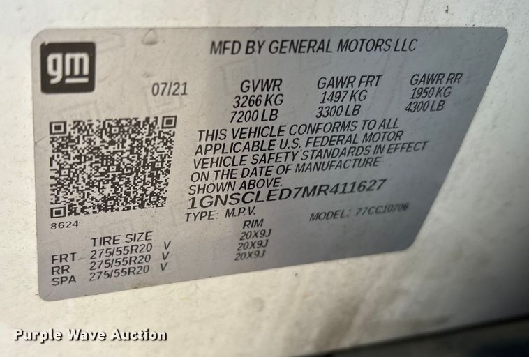 image for item ET7460 2021 Chevrolet Tahoe SUV