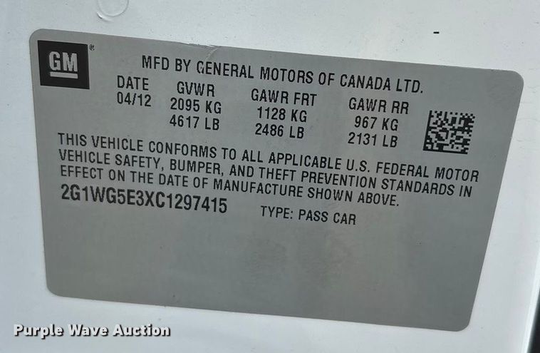 image for item EU0149 2012 Chevrolet Impala LT 