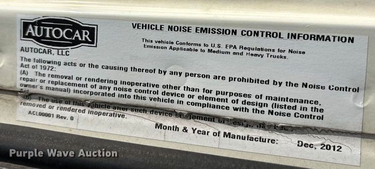 image for item EU0156 2013 Autocar ACX Xpeditor refuse truck