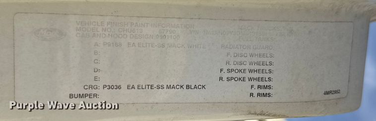 image for item EU5451 2013 Mack CHU613 dump truck