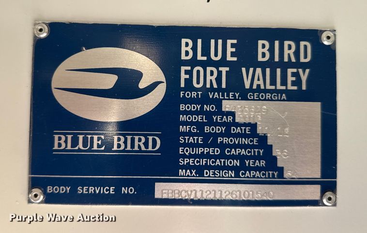 image for item EU6499 2014 Blue Bird BB CV2610S school bus