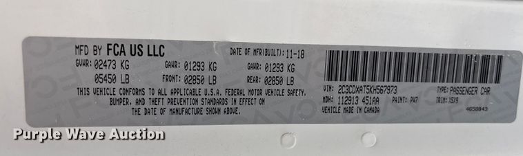 image for item EU7127 2019 Dodge Charger Police 