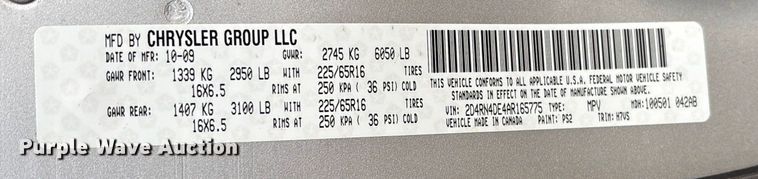 image for item EV3494 2010 Dodge Grand Caravan van