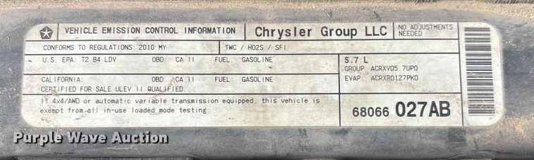 image for item EV3495 2010 Dodge Charger Police